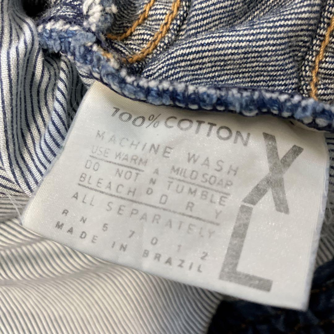 AUTHENTIC vintage 襟レザー切替デニムジャケットXL USA