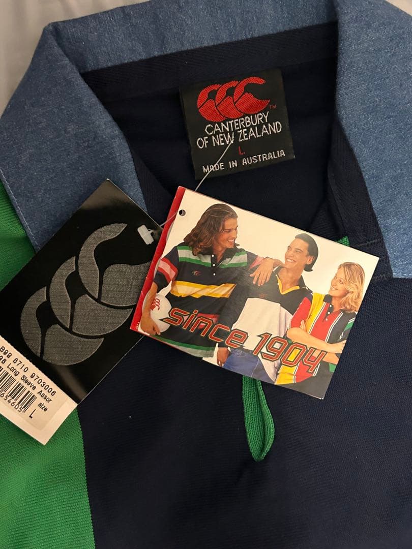 新品 Canterbury ラガーシャツ L マルチカラー 切替 90s