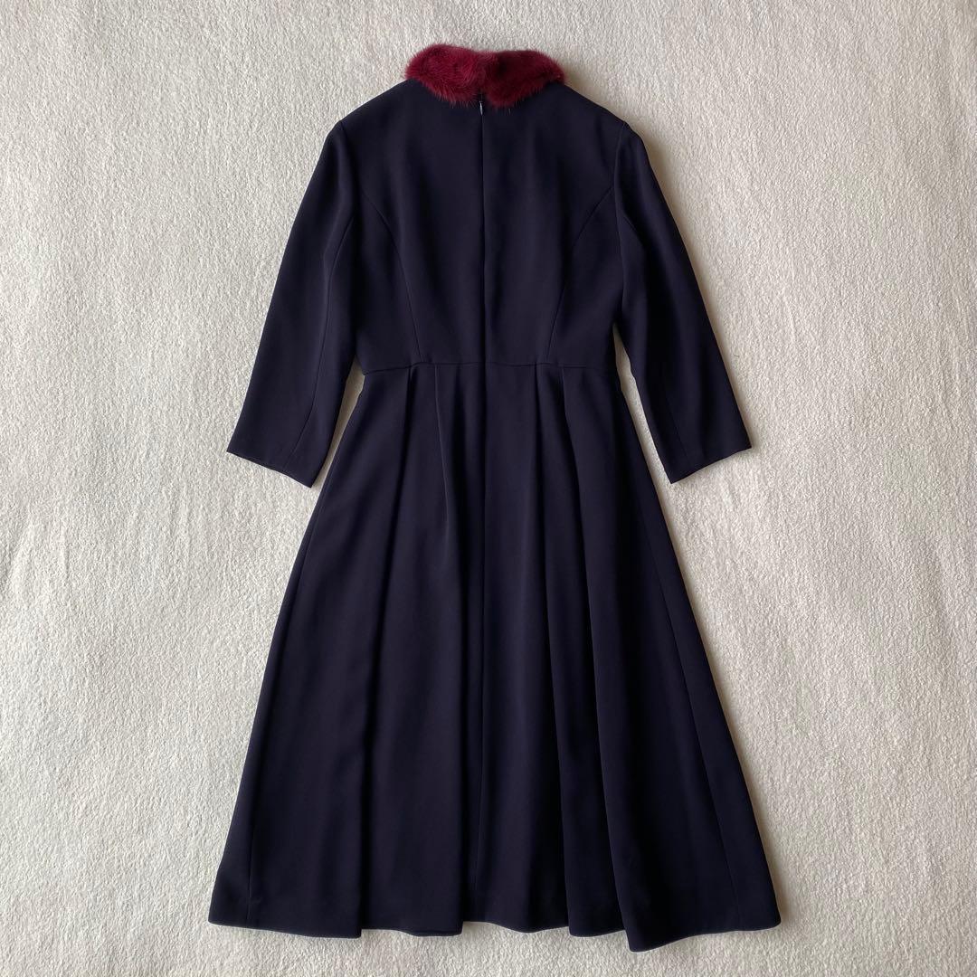 【美品】グレースコンチネンタル　ミンクファーワンピース　36 日本製　ネイビー