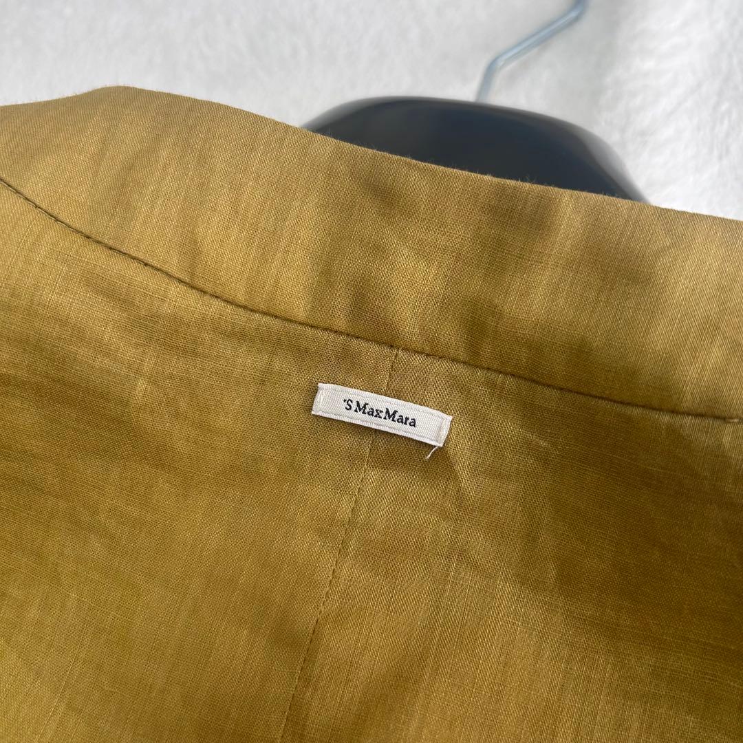 新品タグ付き✨マックスマーラ　リネン　ベルト ロゴプレート　ロングワンピース42