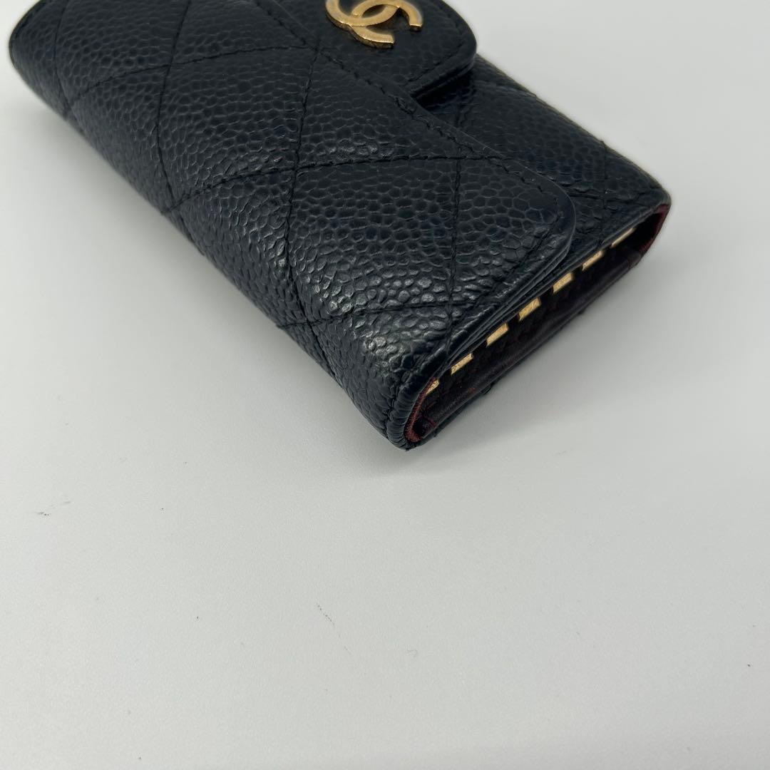 シャネル ココマーク 金具 キャビアスキン マトラッセ 6連キーケース レザー