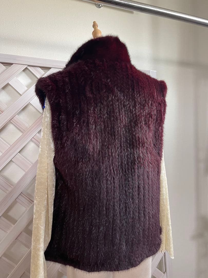 ⭐︎無事が土産⭐︎ 58万⭐︎リバーシブル⭐︎ミンクヤーン × 絹　バーガンディ