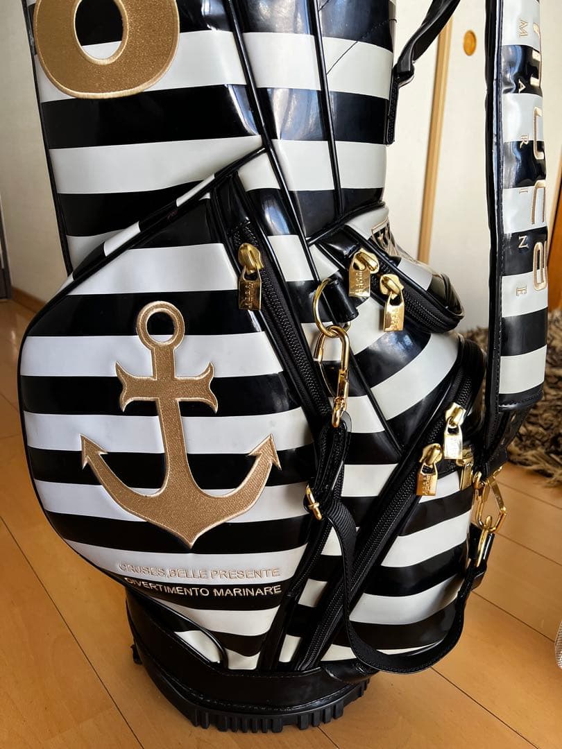 良品完売品希少ムータ muta MARINE スタンドキャディバッグ　ストライプ