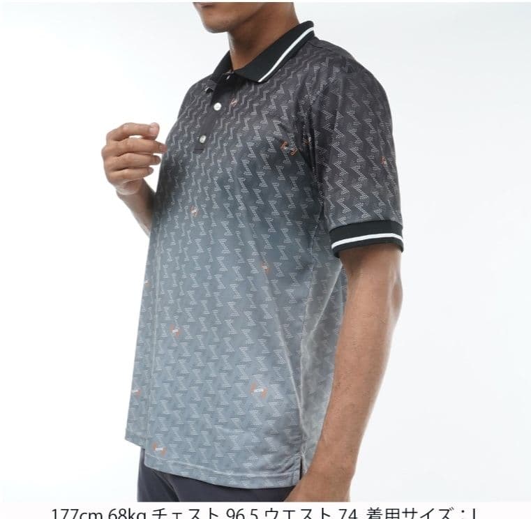 美品☆Resurrection☆2023GMグラデーション半袖ポロ L 黒グレー