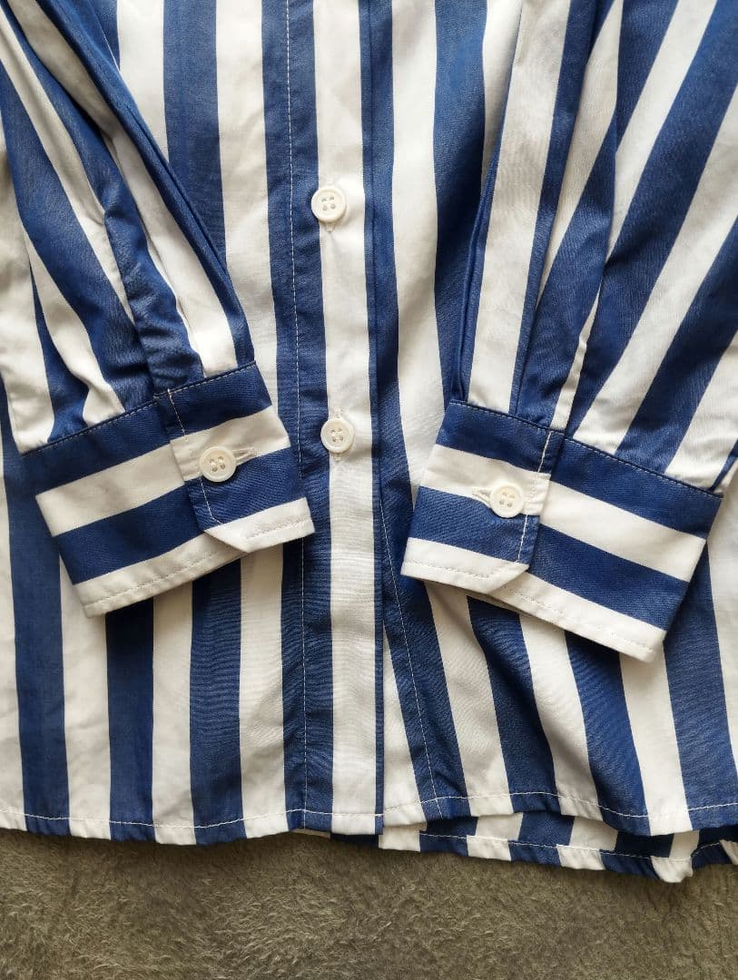 ミズイロインド ストライプワイドシャツ　長袖　オーバーサイズ