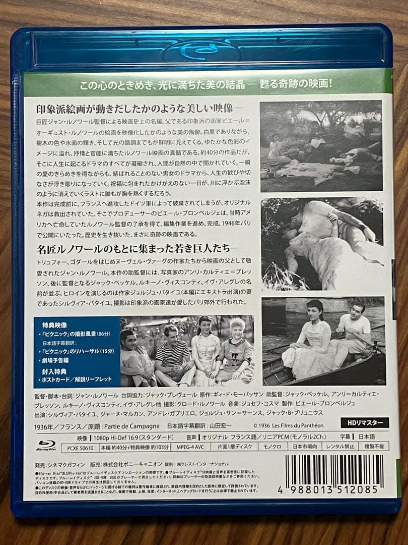 ピクニック HDリマスター版('36仏) ブルーレイ　ジャン・ルノワール