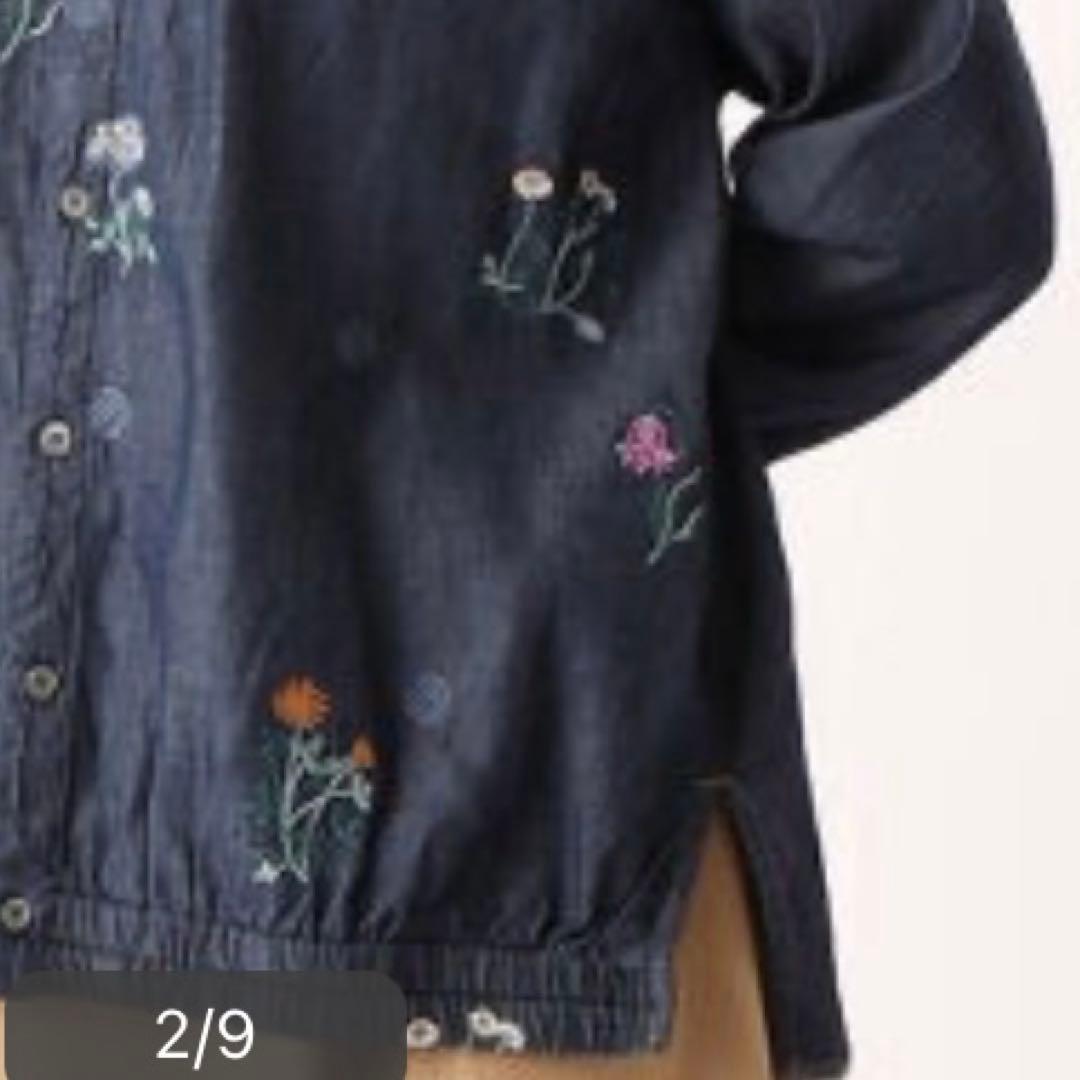 ✨美品✨スーパーハッカ ライトオンスデニムシャツ 花刺繍 羽織り ゆったり