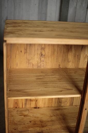 古い小ぶりな木枠のガラス戸棚　引き出し2杯　食器棚　水屋　キャビネット　古家具