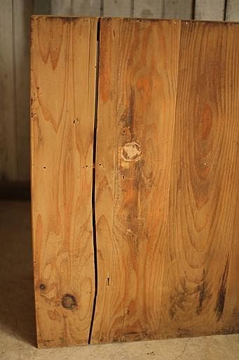 古い小ぶりな木枠のガラス戸棚　引き出し2杯　食器棚　水屋　キャビネット　古家具