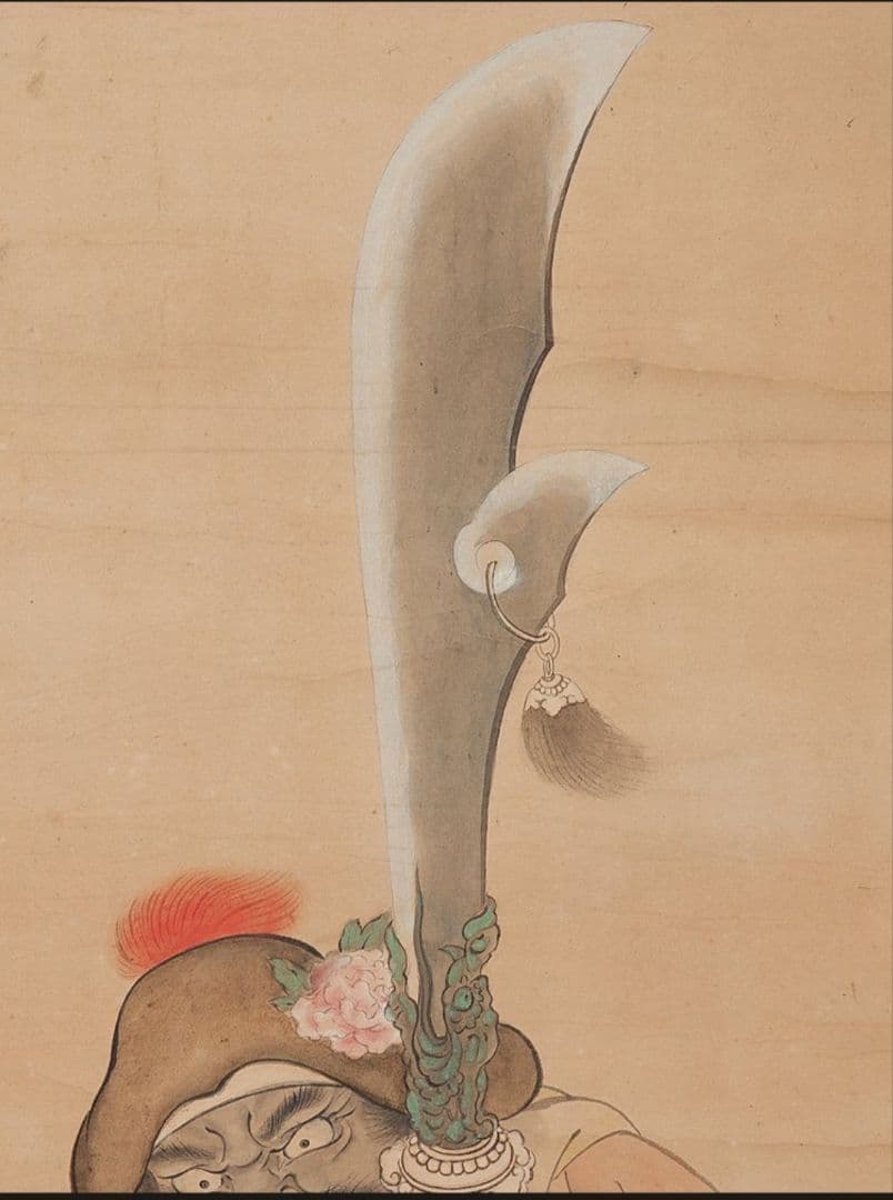 「関羽と周倉」三国志 肉筆 紙本彩色 時代物 骨董品 掛軸 厄除け