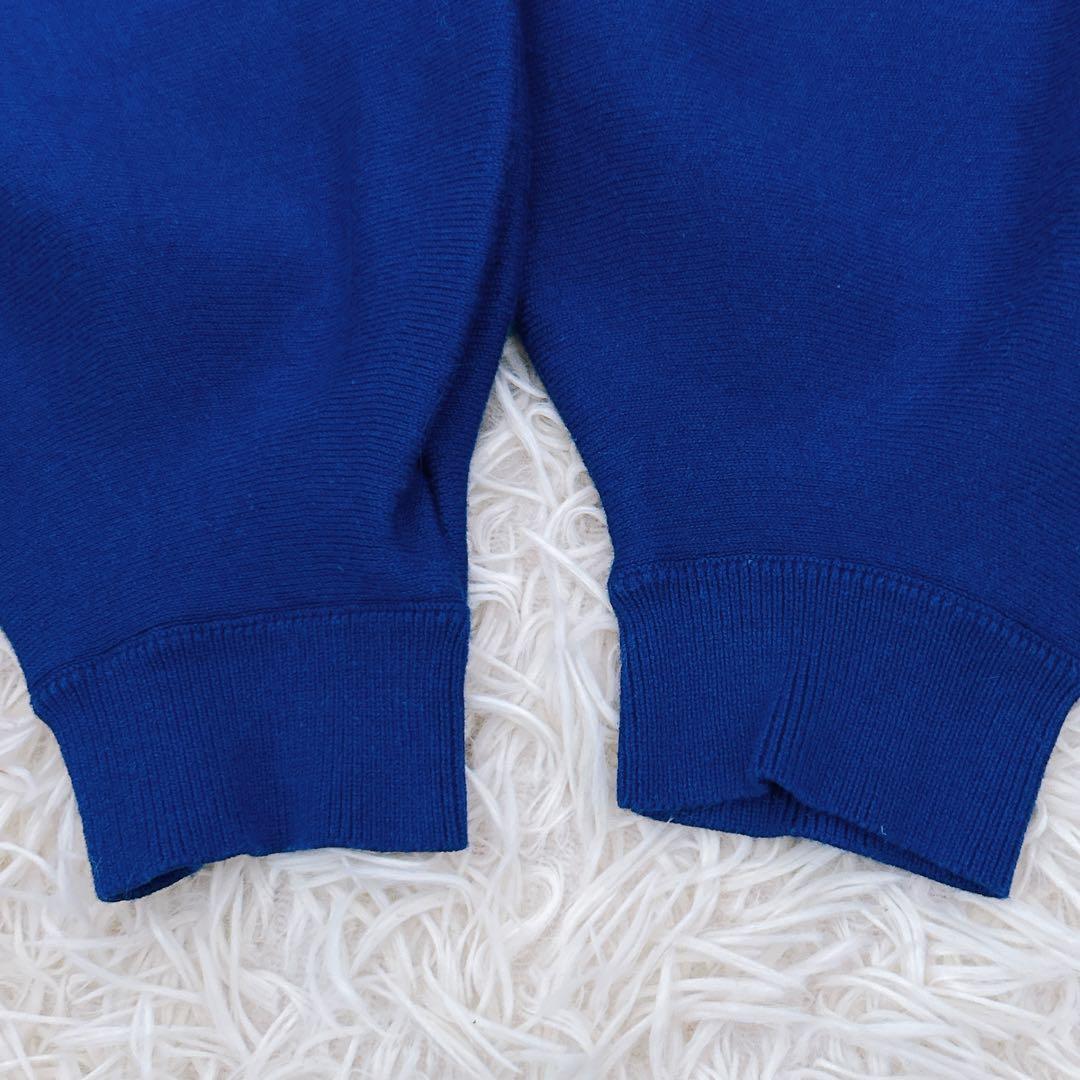 JENNE ボリュームスリーブ　ニットワンピース　ロング　青　ロイヤルブルー　L