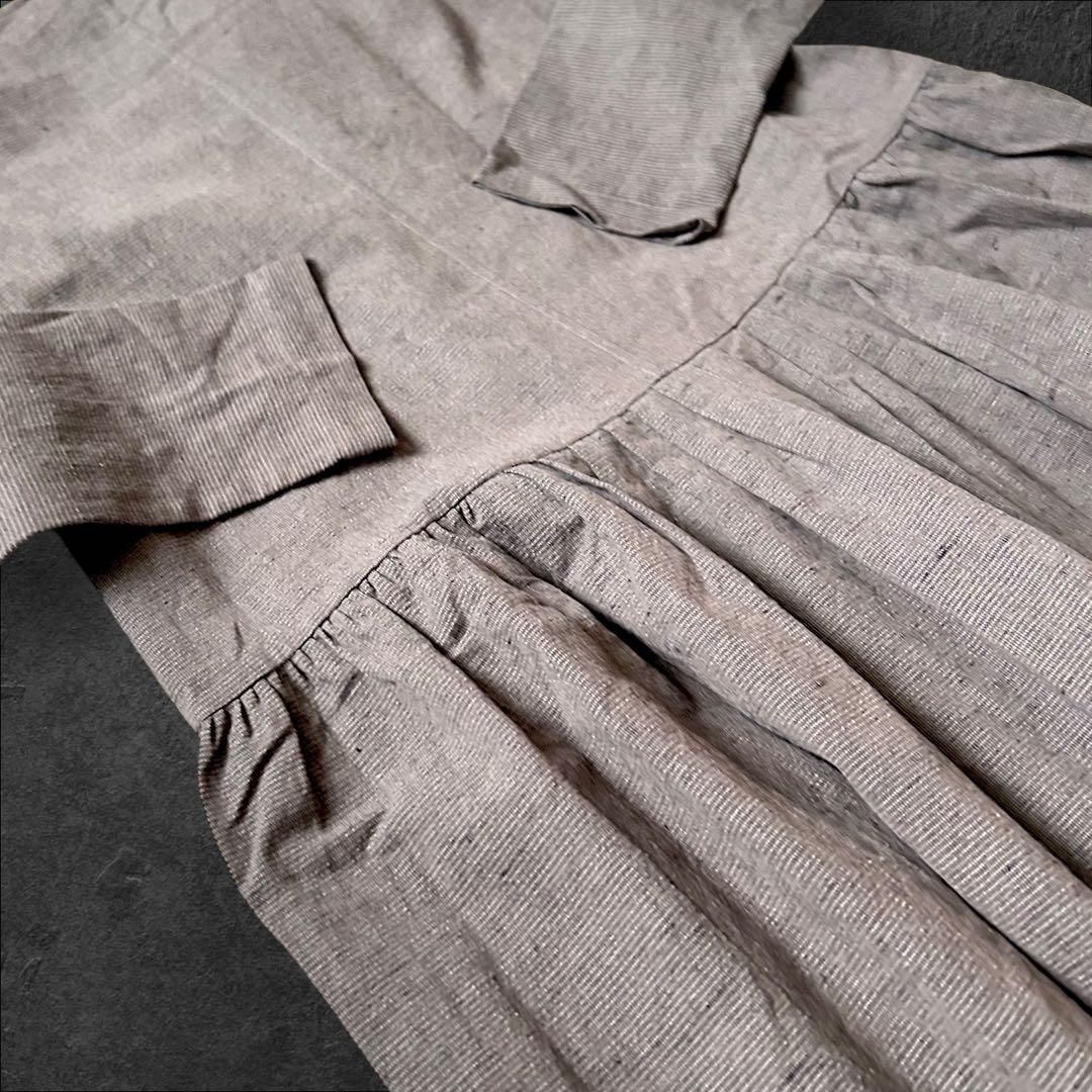 MUKU 高級リトアニア 麻 リネン　プルオーバー ワンピース　フリーサイズ