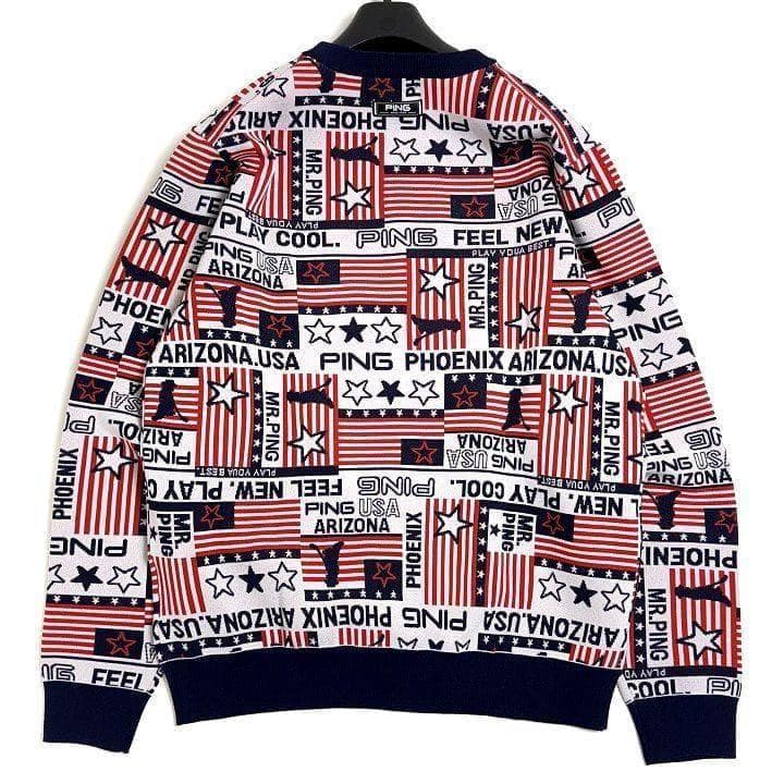 新品 PING ピン ゴルフ ジャカード クルーネックニット プルオーバー L
