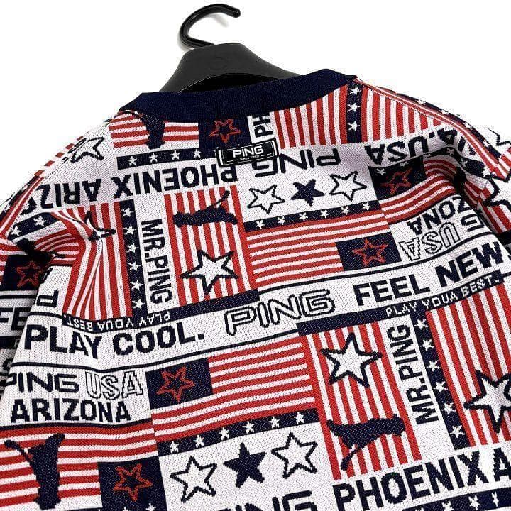 新品 PING ピン ゴルフ ジャカード クルーネックニット プルオーバー L