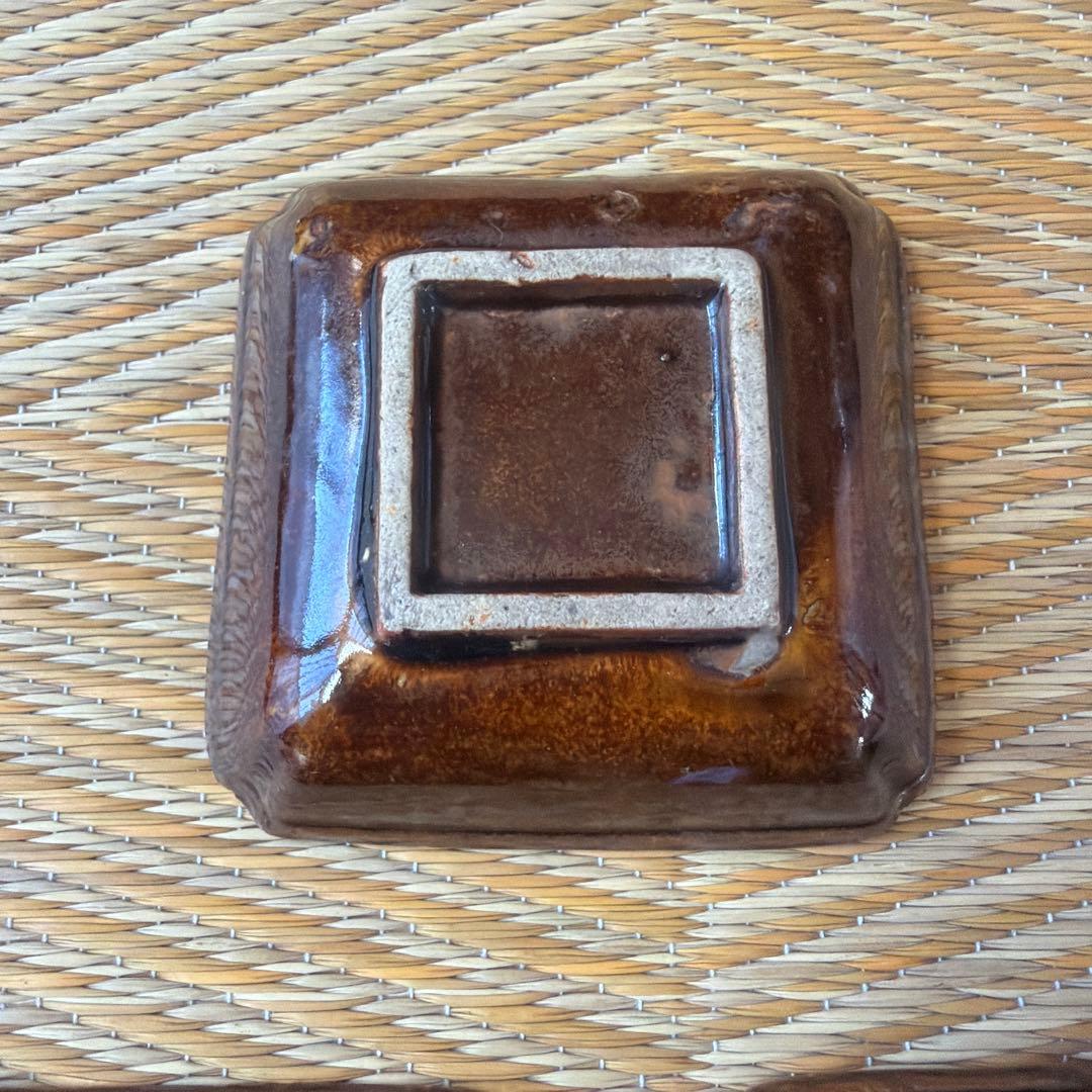 アンティーク 豆皿 小皿 飴釉 陽刻3枚