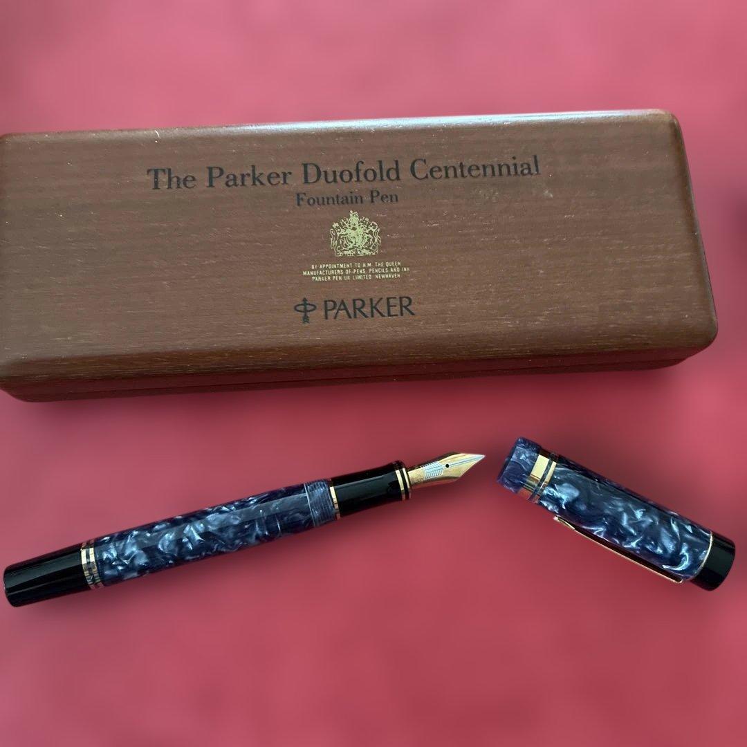 PARKERパーカーデュオフォールドセンテニアルペン先 14K マーブルブルー