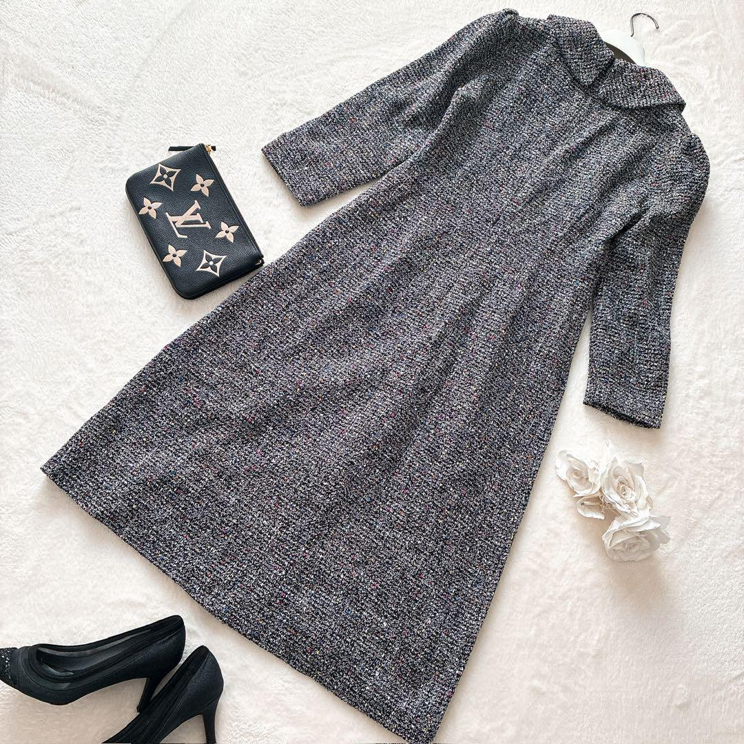 新品タグ付 CHICLINE ツイードワンピース ビジューボタン M ロング