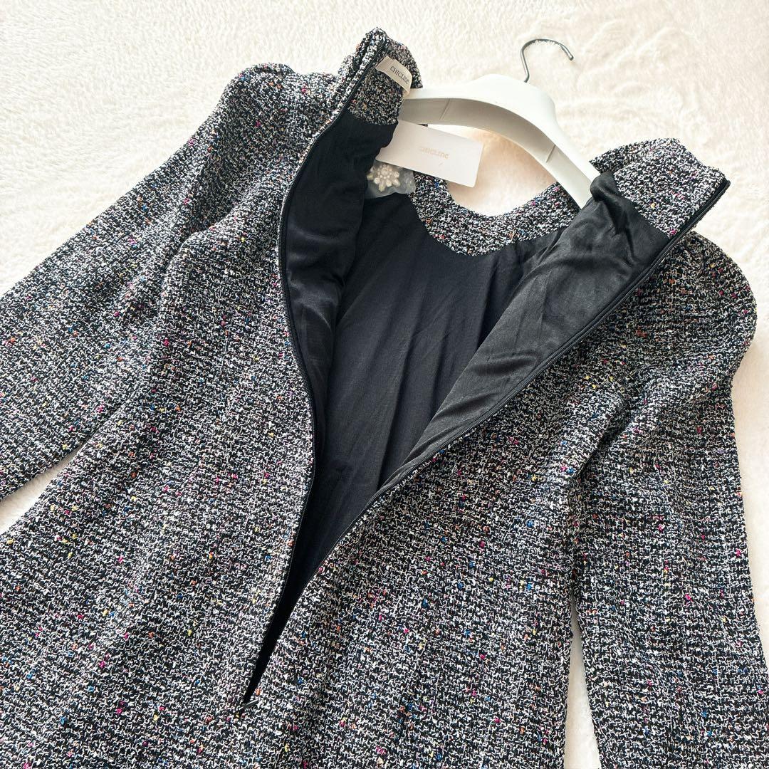 新品タグ付 CHICLINE ツイードワンピース ビジューボタン M ロング