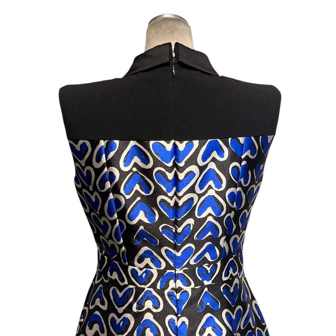 【美品】ANAYI ハートプリント ロング襟付き ノースリ ワンピース 36