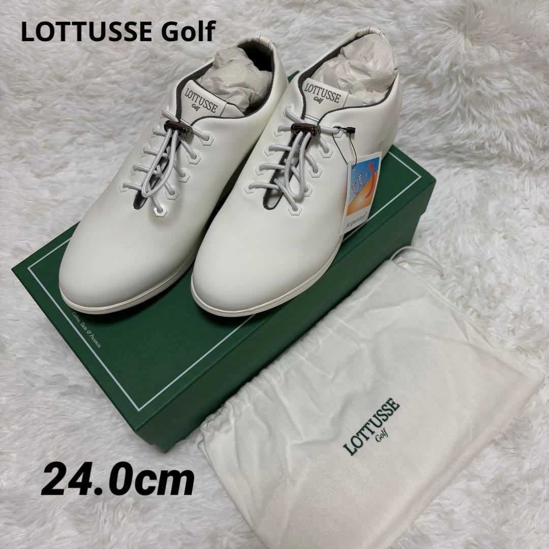 【新品】　LOTTUSSE Golf レザーゴルフシューズ 24.0 ホワイト
