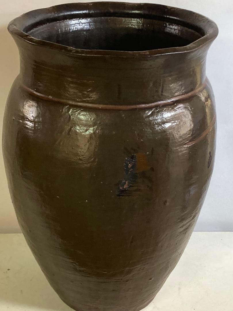 大 甕（かめ） 高さ63cm 昭和レトロ 常滑焼風 陶器 睡蓮鉢 メダカ鉢