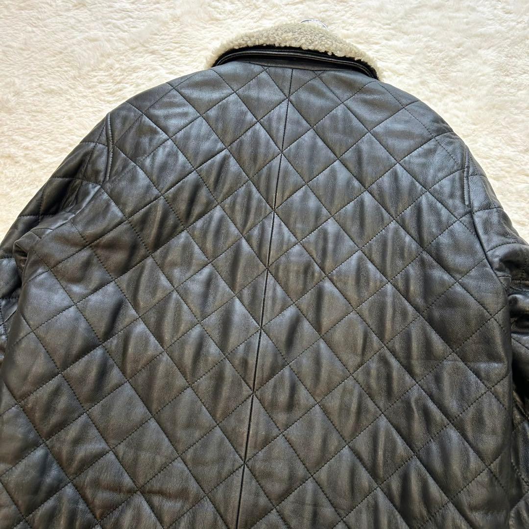 【希少】Yohji Yamamoto 襟ムートン ラムレザー ダイヤキルトコート