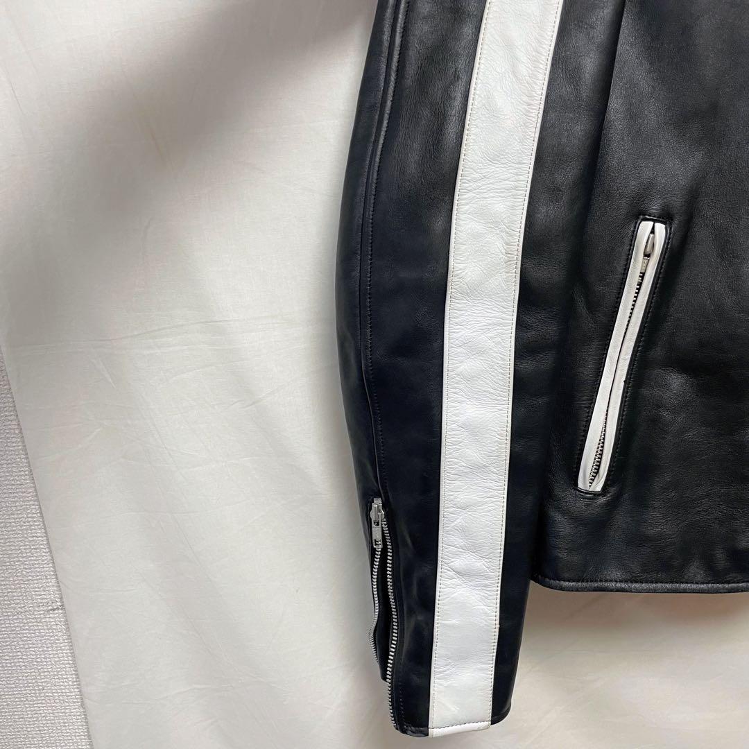 レザージャケット シングルライダースジャケット 革ジャン 切り替え ショート丈