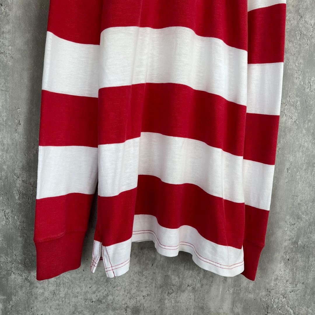 【刺繍デザイン】ポロ ラルフローレン 長袖 ラガーシャツ ボーダー 古着