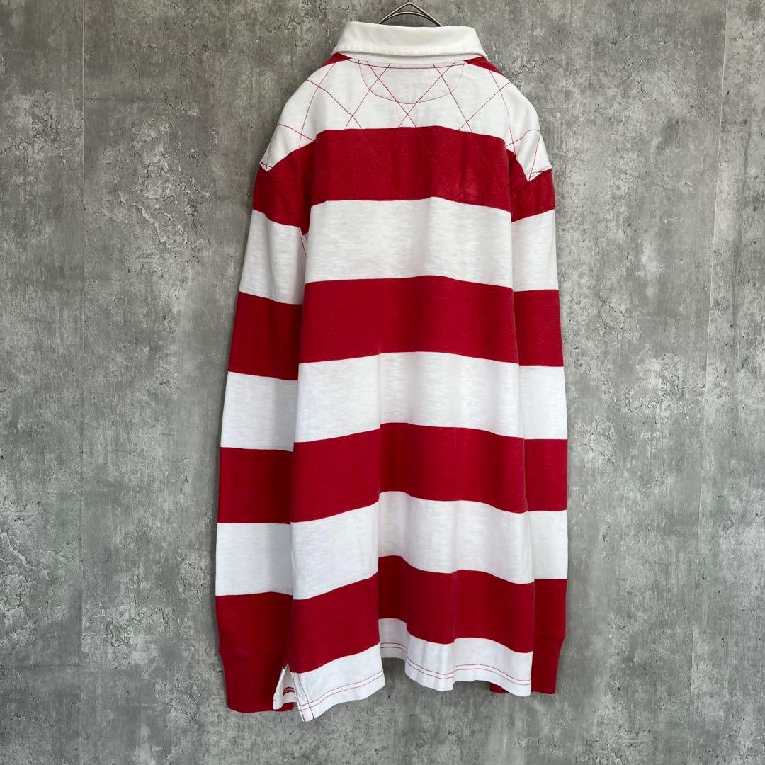 【刺繍デザイン】ポロ ラルフローレン 長袖 ラガーシャツ ボーダー 古着