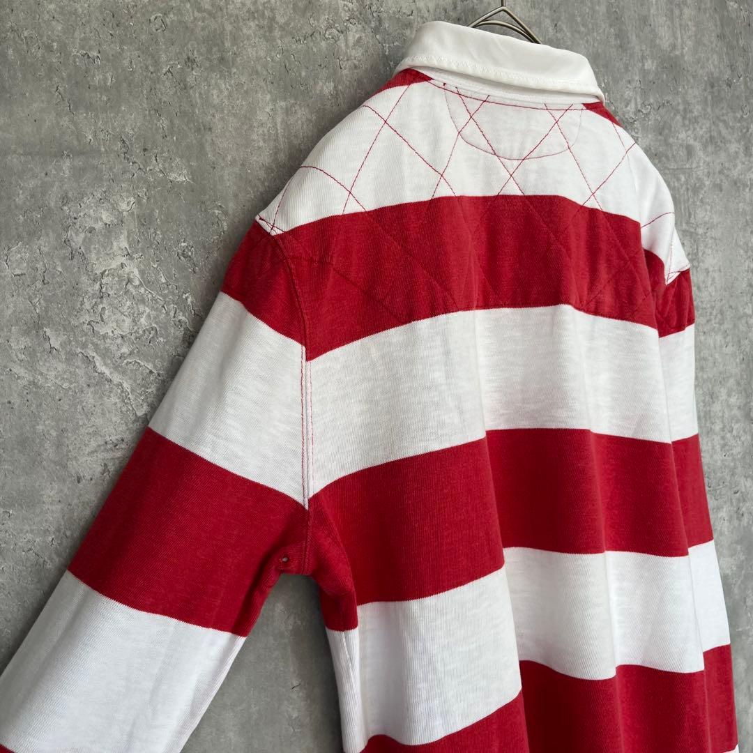 【刺繍デザイン】ポロ ラルフローレン 長袖 ラガーシャツ ボーダー 古着
