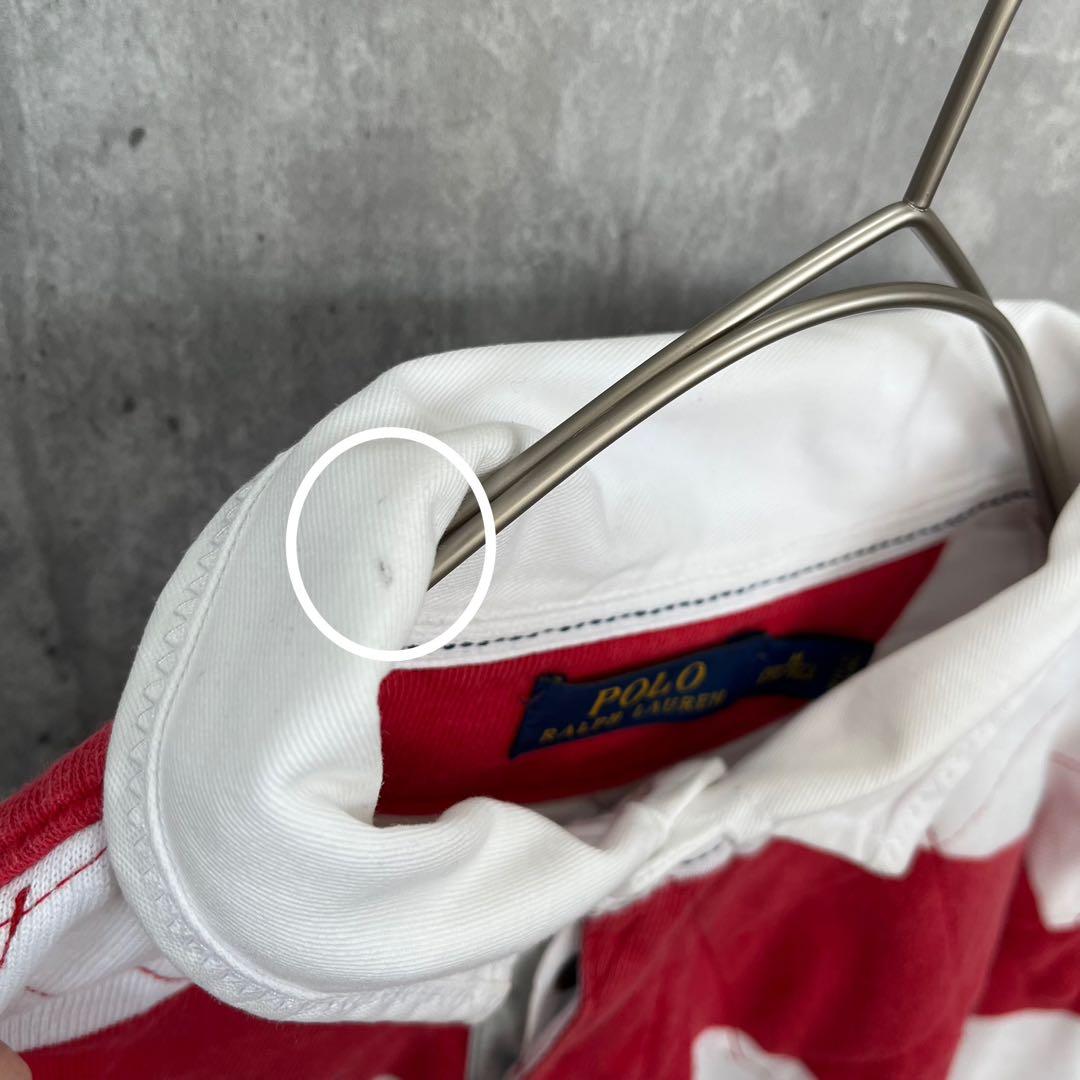 【刺繍デザイン】ポロ ラルフローレン 長袖 ラガーシャツ ボーダー 古着