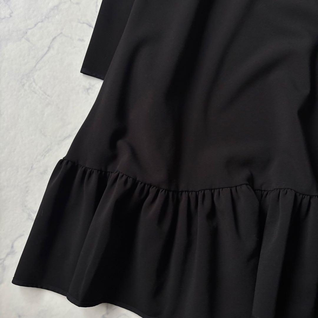 トレフルプラスワン フリルティアードワンピース　フレア　ブラック◆7226
