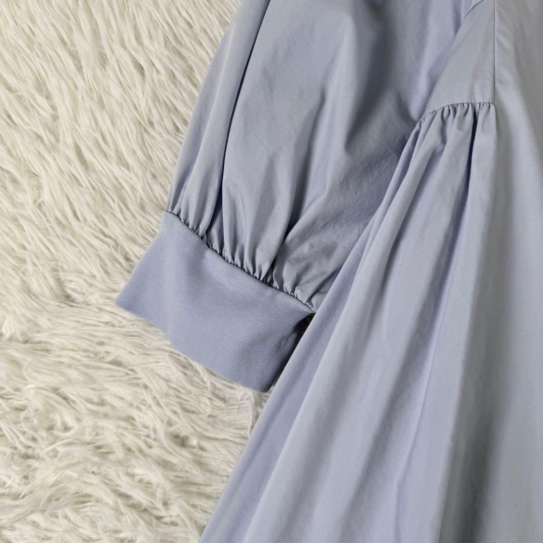 美品✨ ヨリ サイドギャザーパフブラウス ボウタイ リボン 洗える Sサイズ