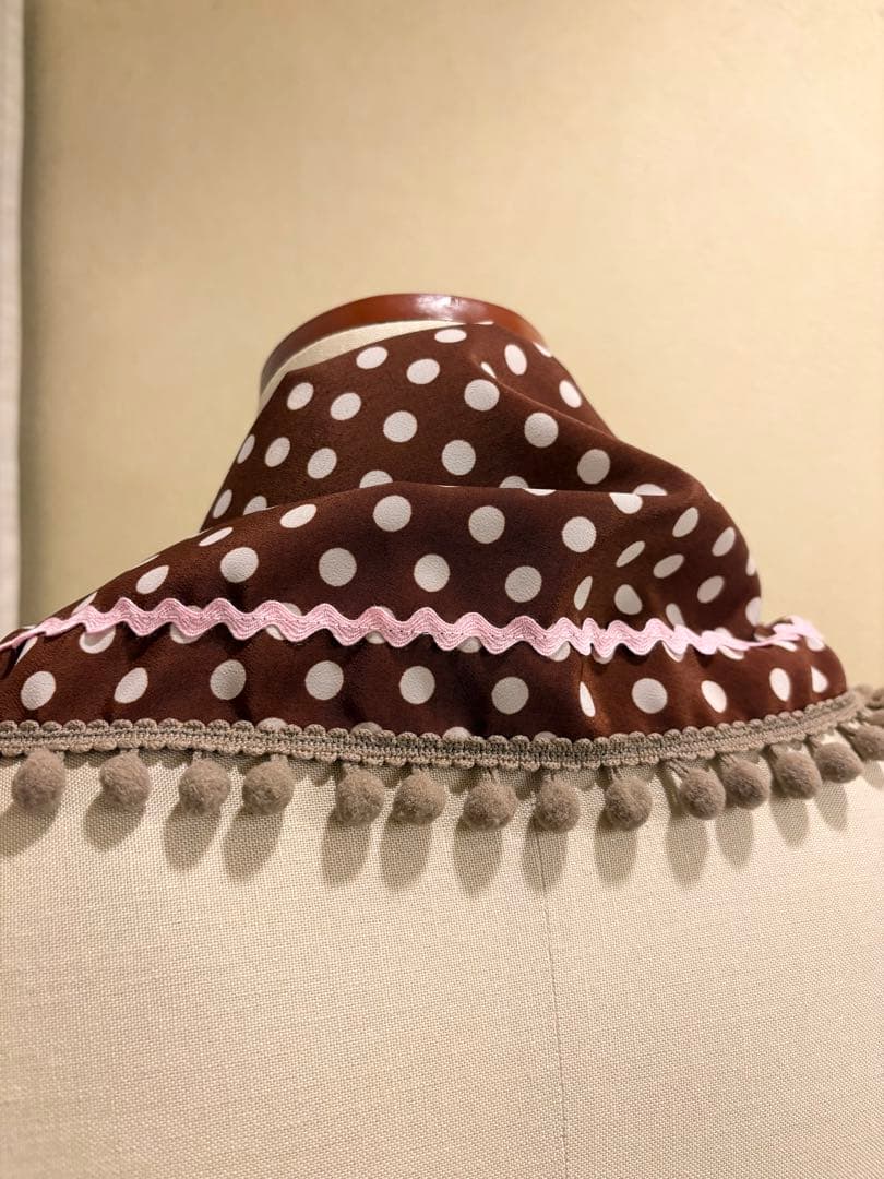 フラメンコ衣装　エプロン　シージョ　セット　モカブラウンバラ柄　ブラウン水玉