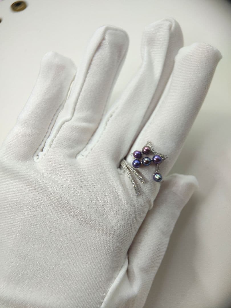 本真珠　淡水極上無核ベビーパール　ナチュラルパープル　S925リング　箱付き新品