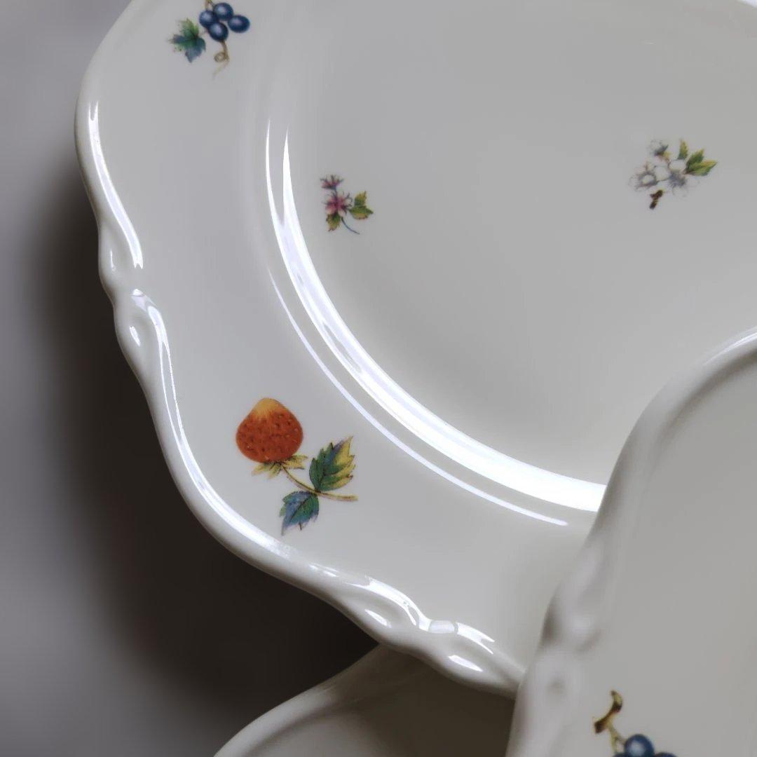 メタライズド小花、フルーツ柄 希少 緑壺６枚