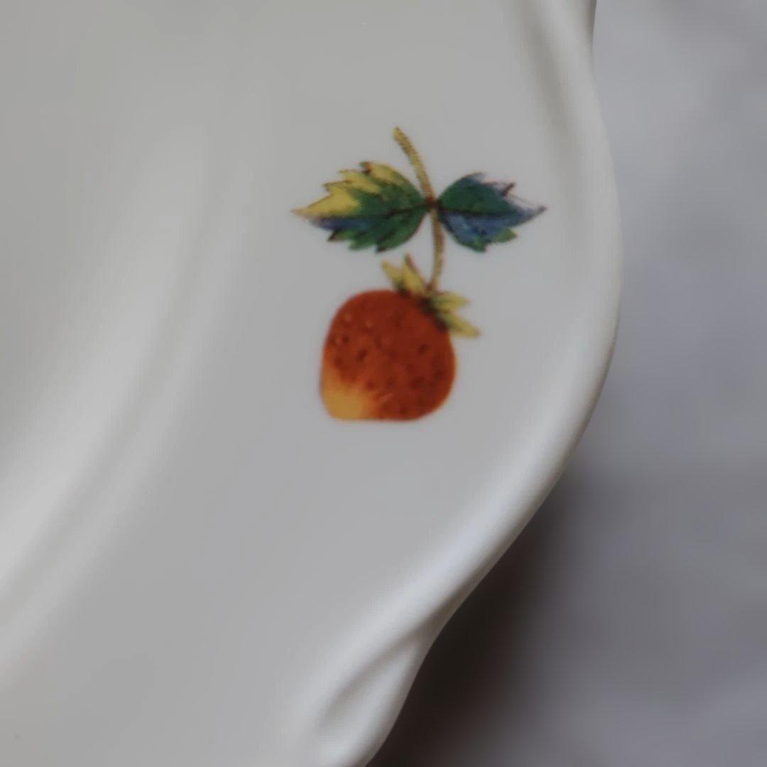 メタライズド小花、フルーツ柄 希少 緑壺６枚