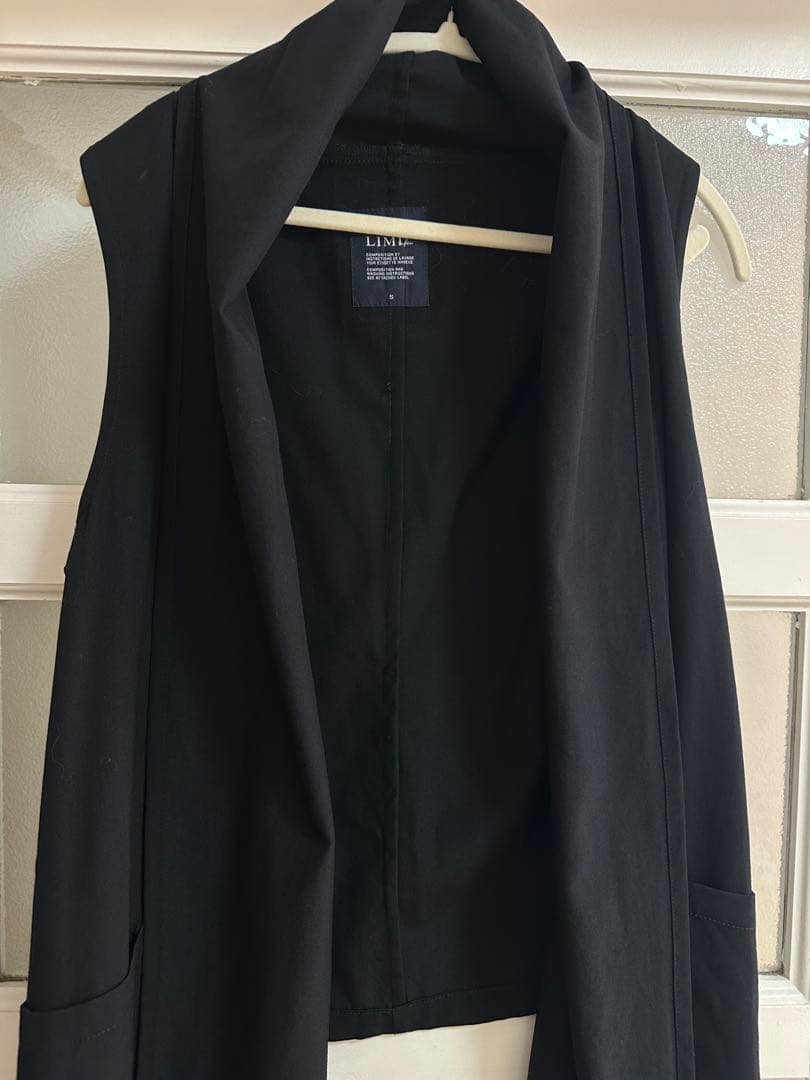 LIMI feu リミフゥ ウール 100% ロングジレ ベスト 黒 S