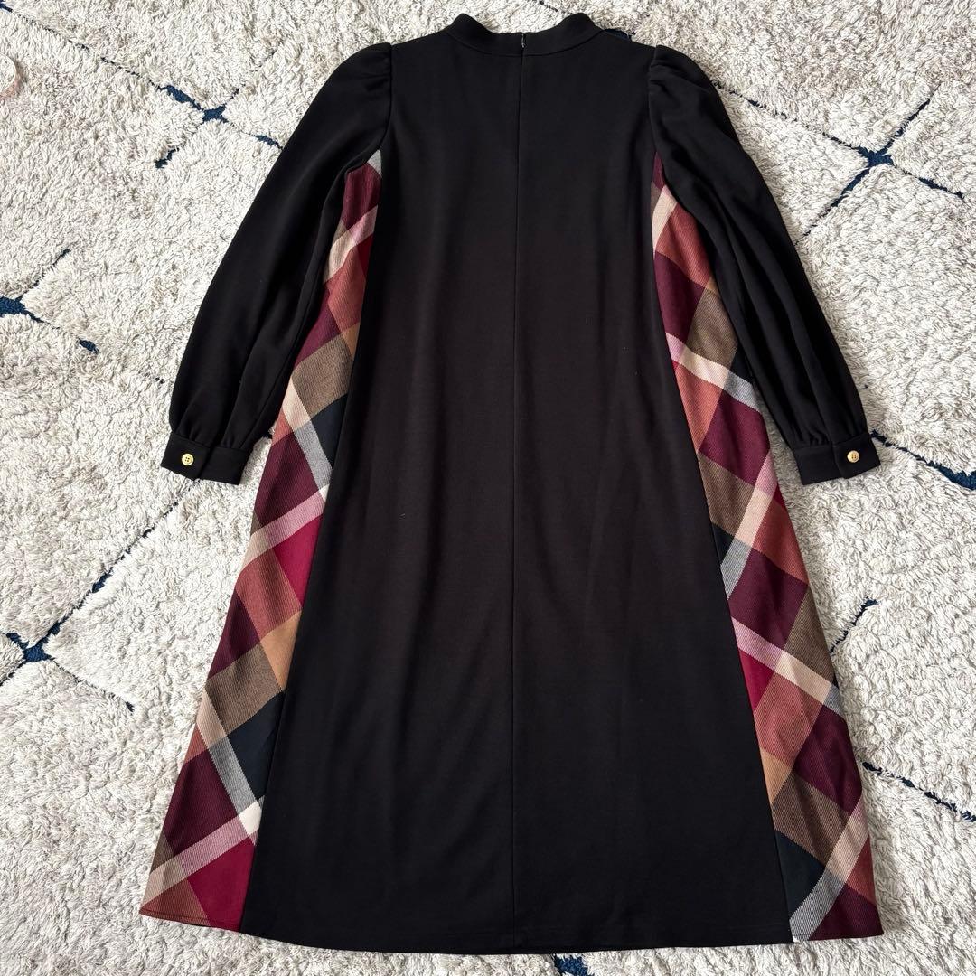 【美品✨】ブルーレーベルクレストブリッジ　サイドチェック　ワンピース　ロング　S