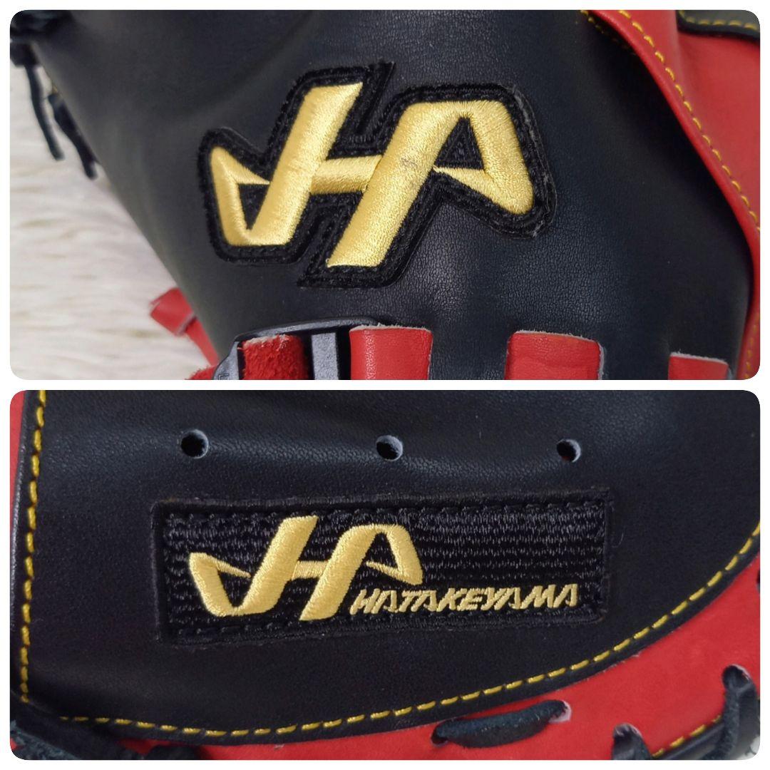 【極美品・希少】ハタケヤマ 左投げ キャッチャーミット 硬式 レッド ブラック
