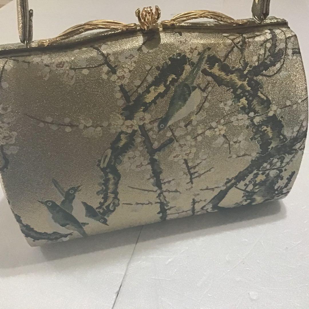 高級バッグ草履セット　ゴールド　西陣？　超美品　599-4