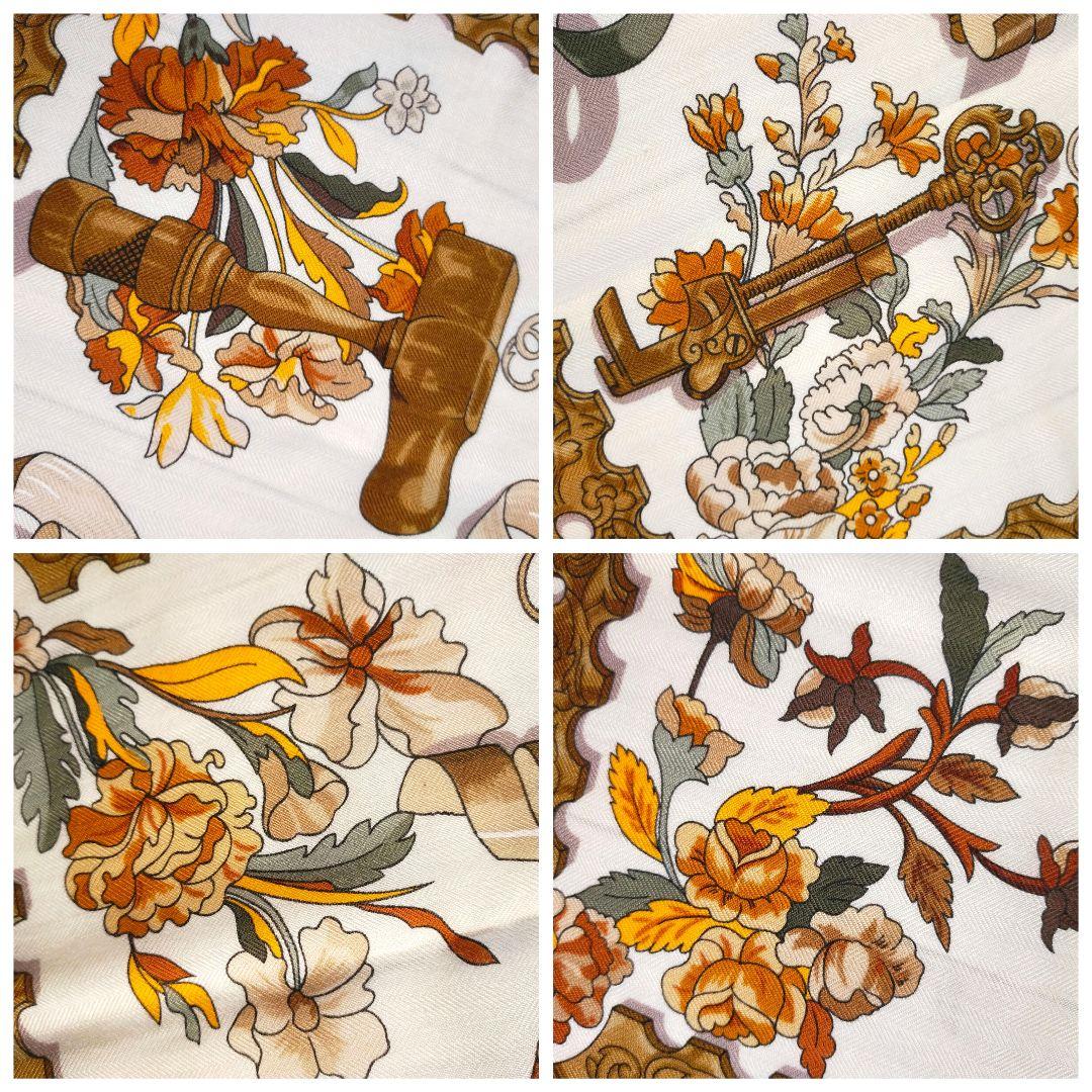 ☘️未使用に近い☘️HERMES カシミヤ カレ90　Copeaux おが屑