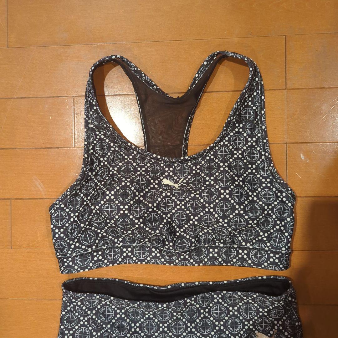 ブラックとホワイトのヨガウェアセット、プーマ、PUMA　L