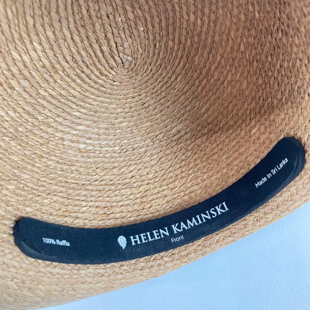 ヘレンカミンスキー ラフィアハット ナチュラルカラー リボンブラック