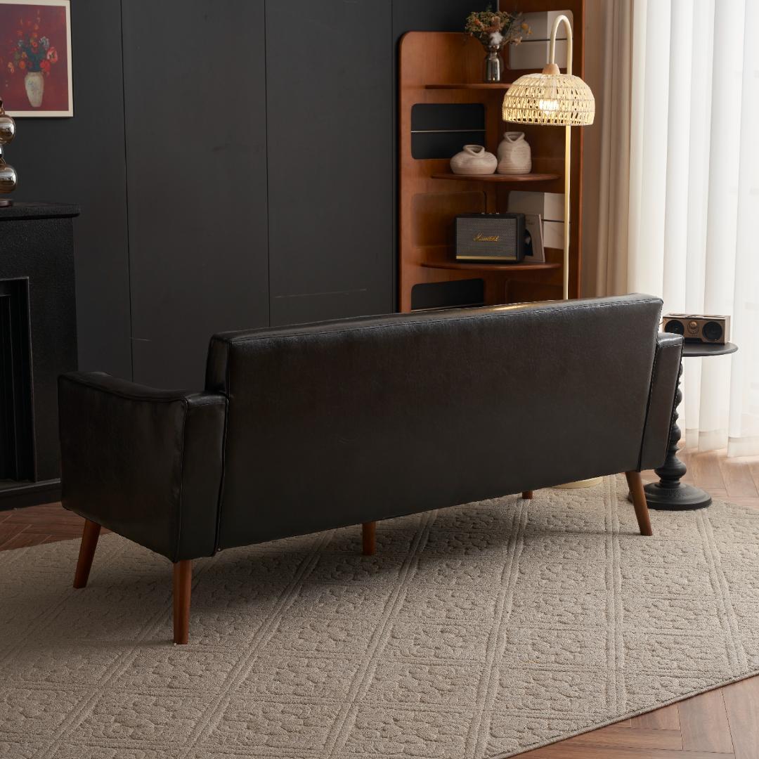 【数量限定】ソファー 3人掛カウチソファリビングソファ 肘付オットマン ブラック