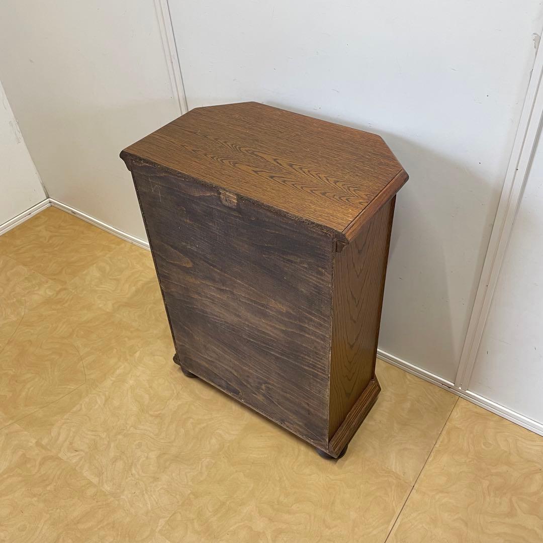 オーク材 6角キャビネット コンソール チェスト 電話台 棚 アンティーク