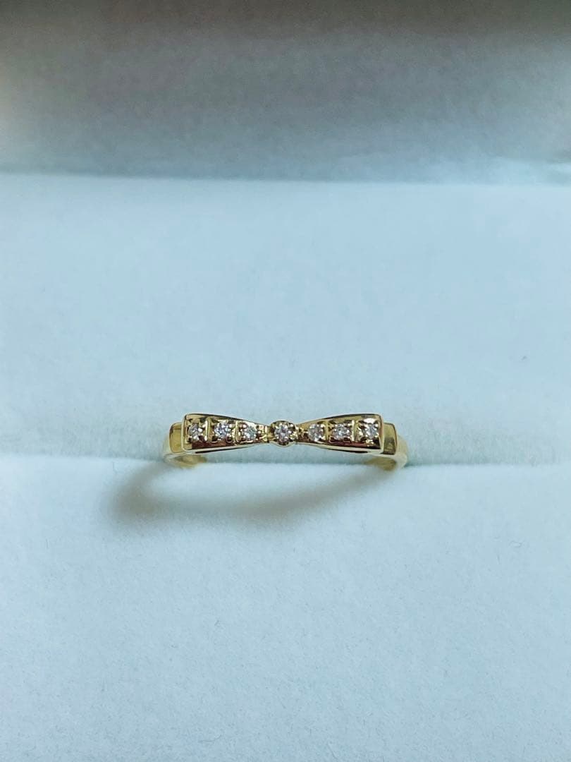 ✨美品✨　Vendome K10YG ダイヤモンド　リボンリング　9号