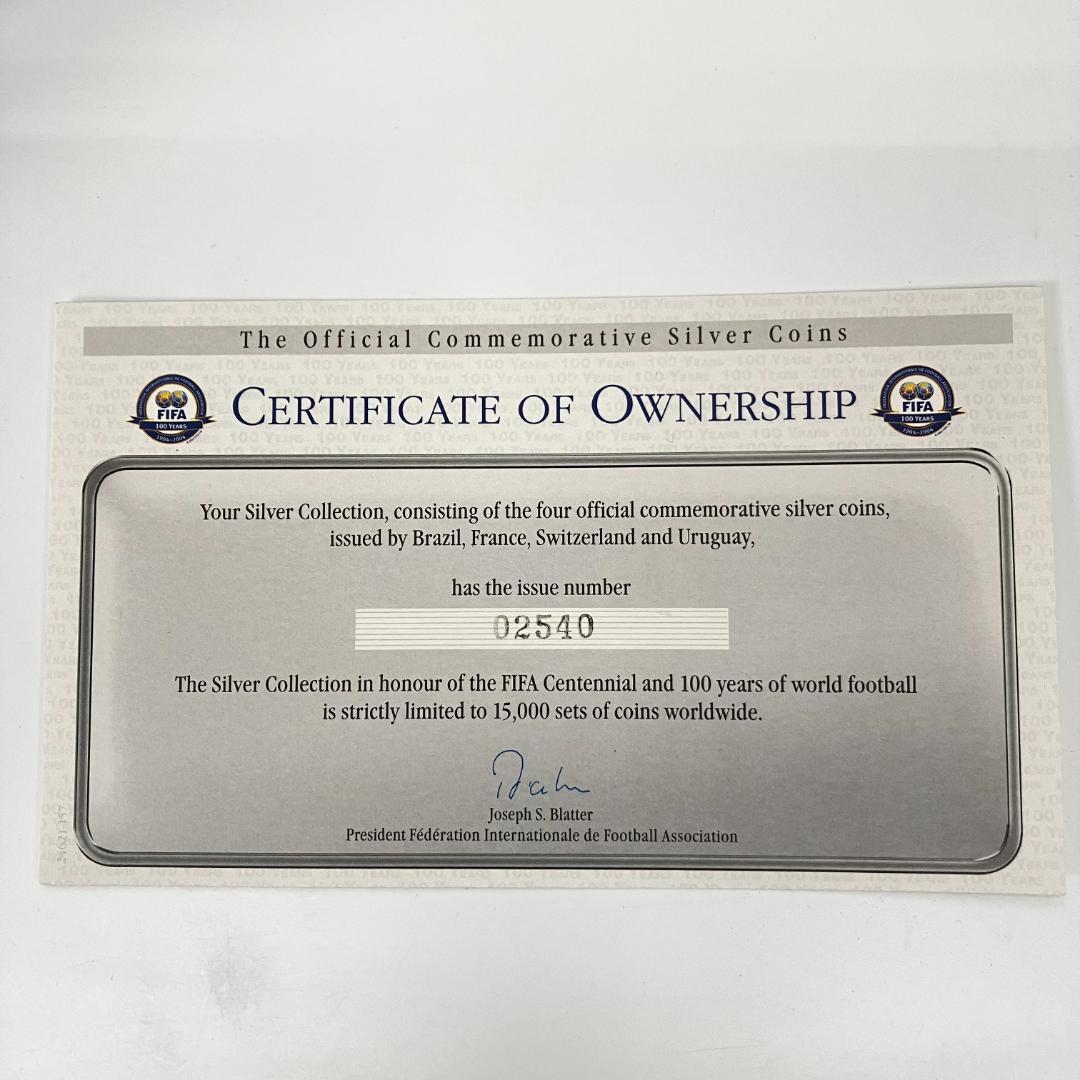FIFA100周年記念銀貨 プルーフ銀貨　4枚セット 2004年　ワールドカップ