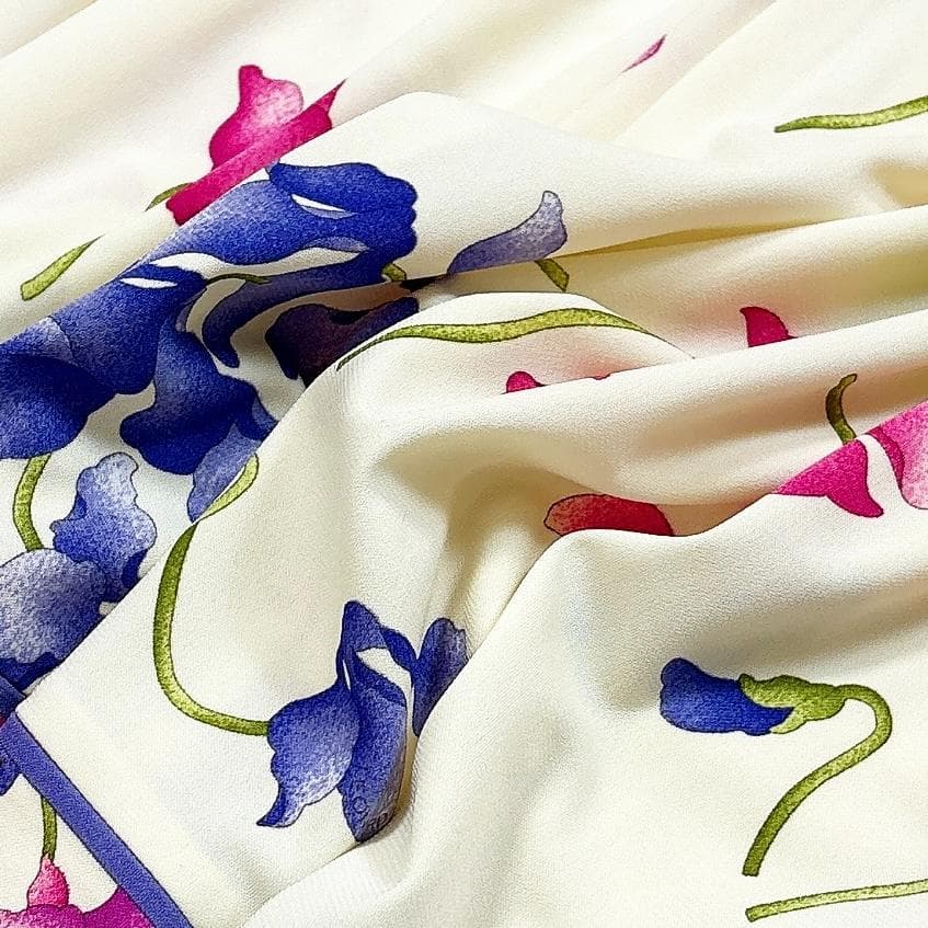 カンカン【極美品】レオナール 花柄ドッキングワンピース トリム アイボリー 40