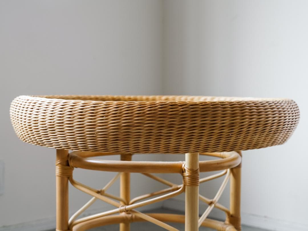 \"山川ラタン\" ヴィンテージ 丸テーブル ジャパニーズモダン 剣持勇